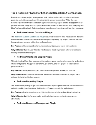Top 5 Redmine Plugins for Enhanced Reporting A Comparison