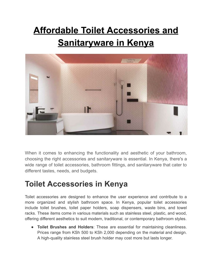 affordable toilet accessories and sanitaryware