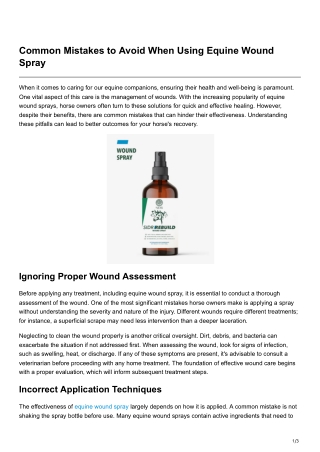 Common Mistakes to Avoid When Using Equine Wound Spray-1