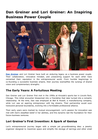 dan greiner and lori greiner an inspiring