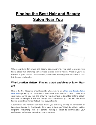 Finding the Best Hair and Beauty Salon Near You