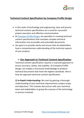 Technical Content Specifications for Successful Project Execution