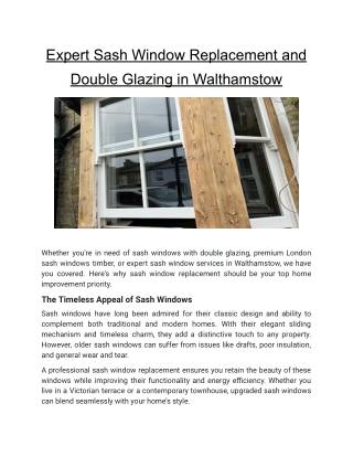 Expert Sash Window Replacement and Double Glazing in Walthamstow