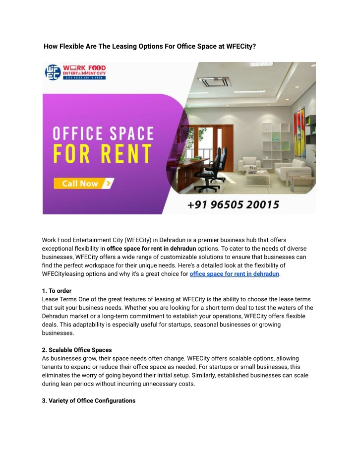 how flexible are the leasing options for office