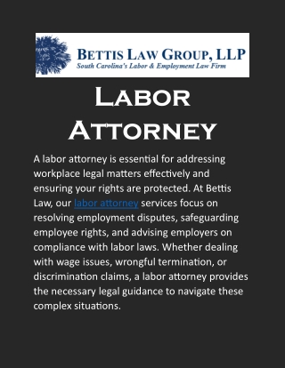 Labor Attorney: Legal Support for Employees and Employers at Bettis Law