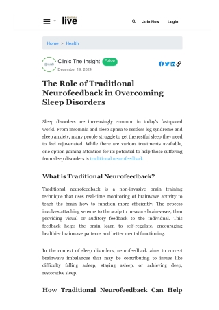 The Role of Traditional Neurofeedback in Overcoming Sleep Disorders