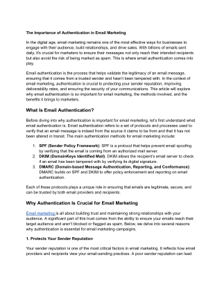 The Importance of Authentication in Email Marketing