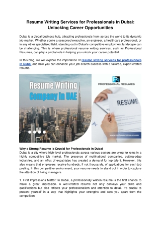 Resume Writing Company in UAE