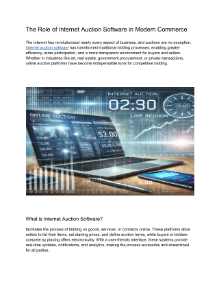The Role of Internet Auction Software in Modern Commerce