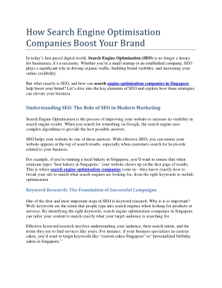 How Search Engine Optimisation Companies Boost Your Brand