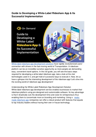 Guide to Developing a White-Label Rideshare App & Its Successful Implementation