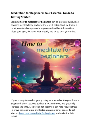 Meditation for Beginners Your Essential Guide to Getting Started