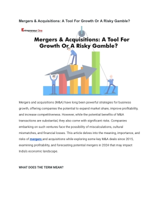 Mergers & Acquisitions_ A Tool For Growth Or A Risky Gamble