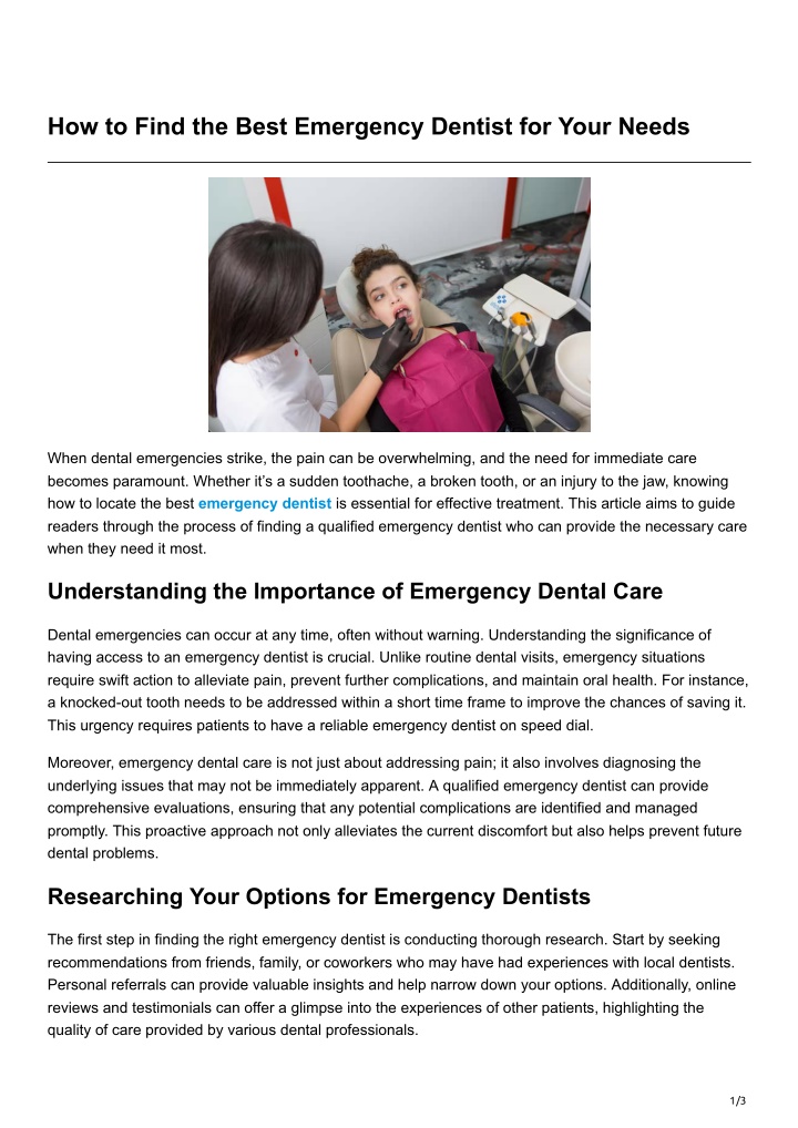 how to find the best emergency dentist for your