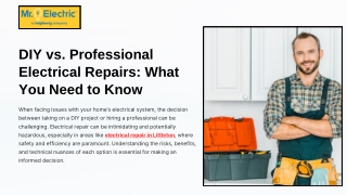 DIY vs. Professional Electrical Repairs What You Need to Know