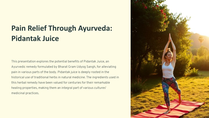 pain relief through ayurveda pidantak juice