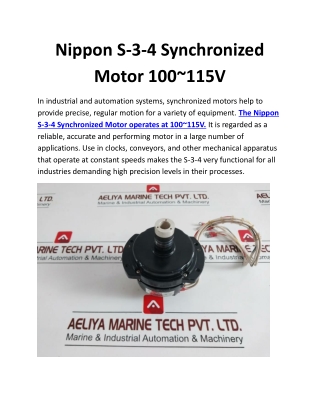 nippon s 3 4 synchronized motor 100 115v