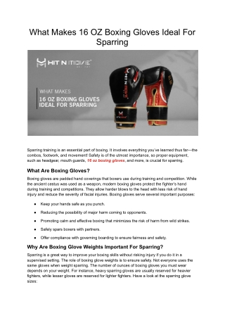 What Makes 16 OZ Boxing Gloves Ideal For Sparring | HIT N MOVE®