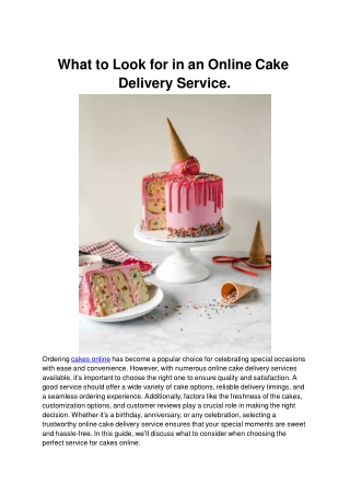 What to Look for in an Online Cake Delivery Service