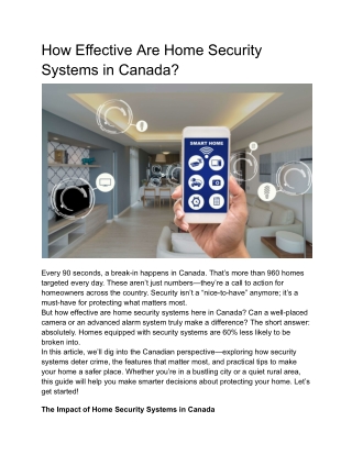 How Effective Are Home Security Systems in Canada