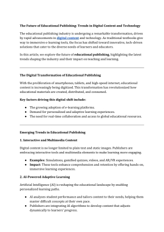 the future of educational publishing trends