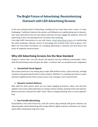 The Bright  Future of Advertising - Revolutionizing Outreach with LED Advertising Screens