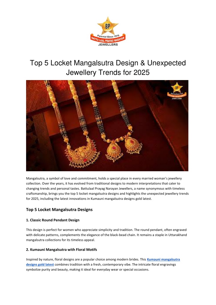 top 5 locket mangalsutra design unexpected