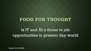 Challenges of IT and AI in job market today - A Food for thought