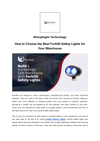 How to Choose the Best Forklift Safety Lights for Your Warehouse