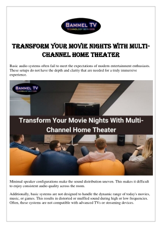 Transform Your Movie Nights With Multi-Channel Home Theater
