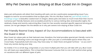 Why Pet Owners Love Staying at Blue Coast Inn in Oregon