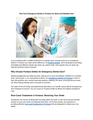 Fontana Smiles: Your Go-To Emergency Dentist in Fontana