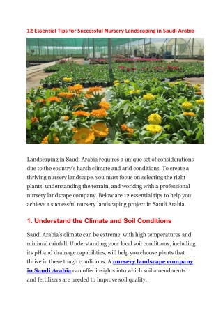 12 Essential Tips for Successful Nursery Landscaping in Saudi Arabia