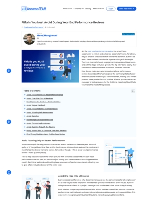 Pitfalls You Must Avoid During Year End Performance Reviews - Assessteam