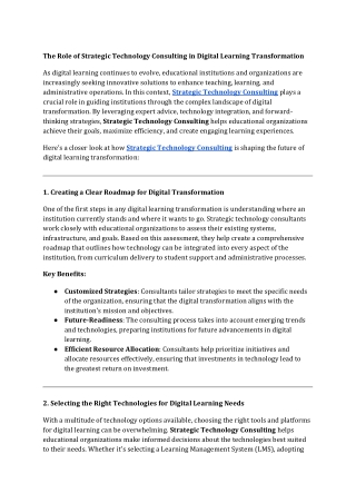 the role of strategic technology consulting