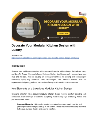 Decorate Your Modular Kitchen Design with Luxury