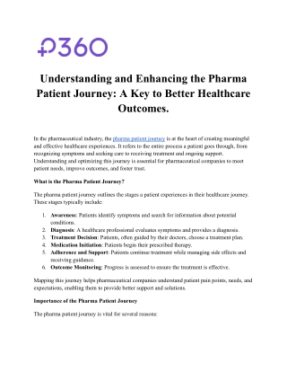 Understanding and Enhancing the Pharma Patient Journey: A Key to Better Healthca