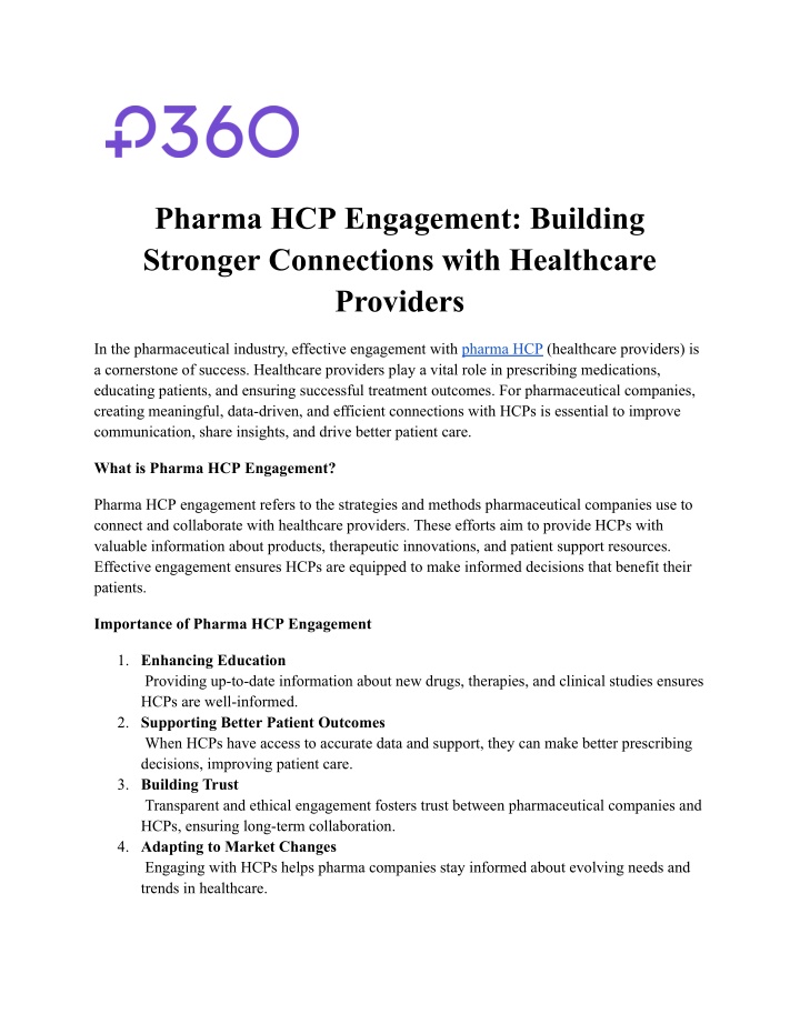 pharma hcp engagement building stronger