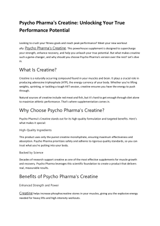 Psycho Pharma's Creatine Unlocking Your True Performance Potential