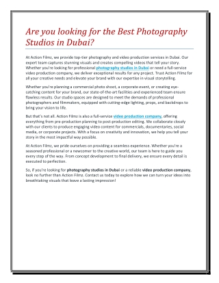 Are you looking for the Best Photography Studios in Dubai
