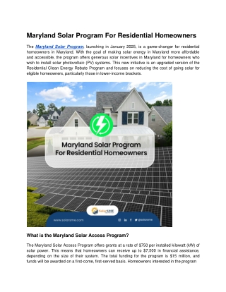 maryland solar program for residential homeowners