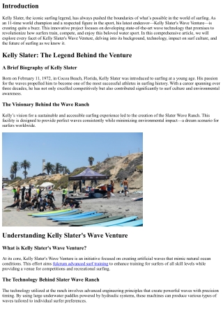 Kelly Slater's Wave Venture: A Leap Forward in Surf Technology