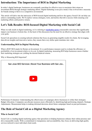 Let's Talk Results: ROI-focused Digital Marketing with Social Cali