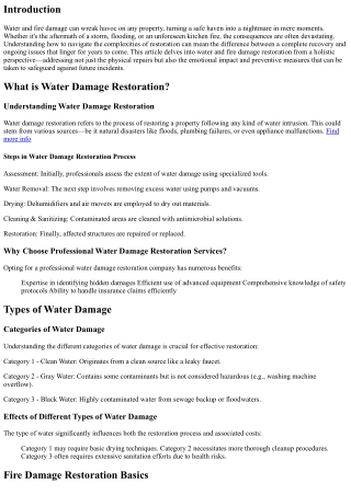 Water and Fire Damage Restoration: A Holistic Approach