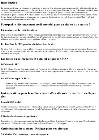 Guide pratique pour le référencement d’un site web de mairie