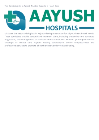 Top Cardiologists in Rajkot Trusted Experts in Heart Care