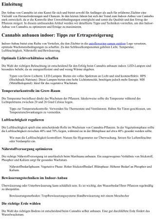 Cannabis anbauen indoor: Tipps zur Ertragssteigerung