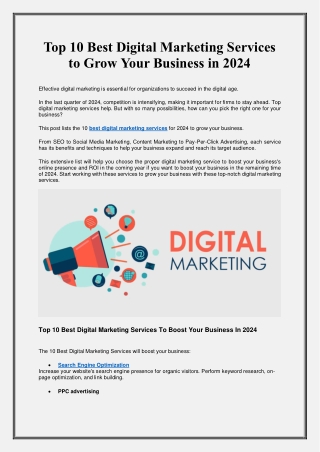 Top 10 Best Digital Marketing Services to Boost Your Business in 2024