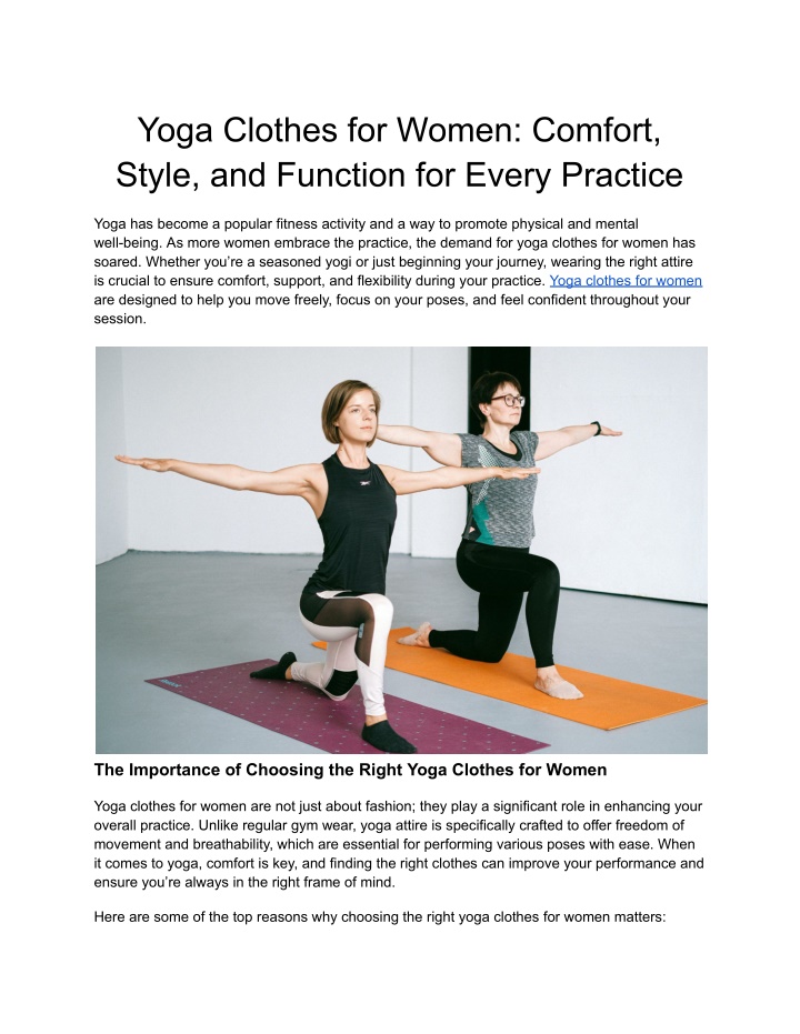 yoga clothes for women comfort style and function