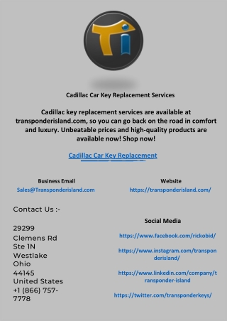 cadillac car key replacement services